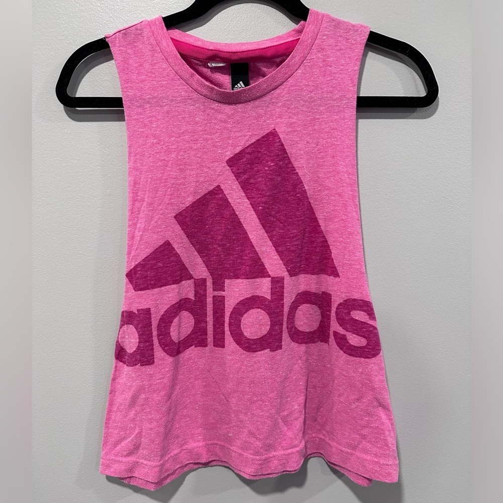Pink Adidas logo tank top, Small/Medium